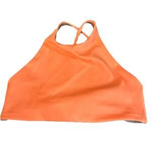 Left On Friday Hi Dive Bikini Swim Top Womens Sz S Orange Stretch Open Back Bra